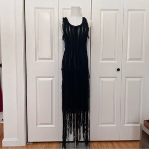 Jean Paul Gaultier S/S 2002 Black Sheer Fringe Dress